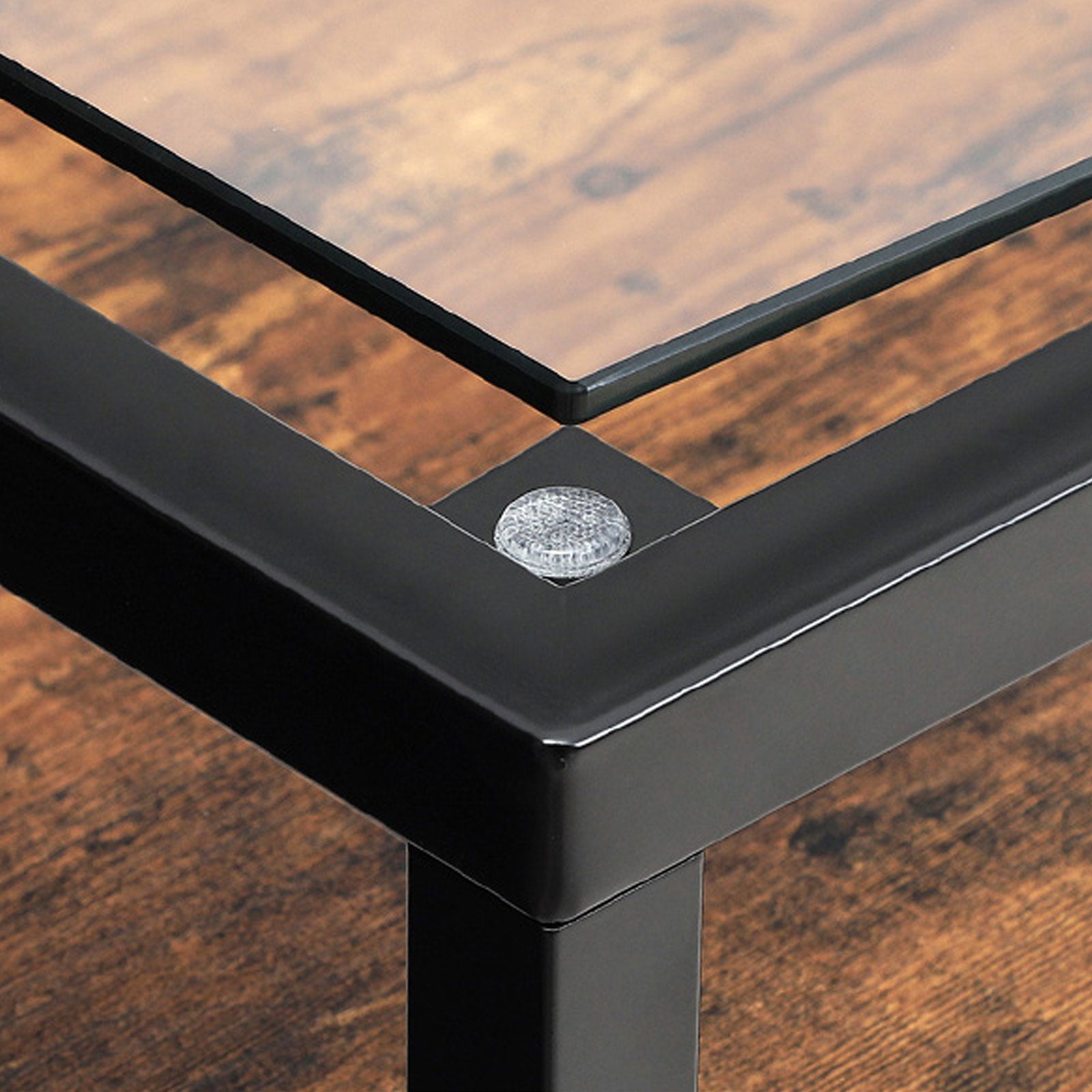 Console Table - Tempered Glass - Rustic Brown and Black