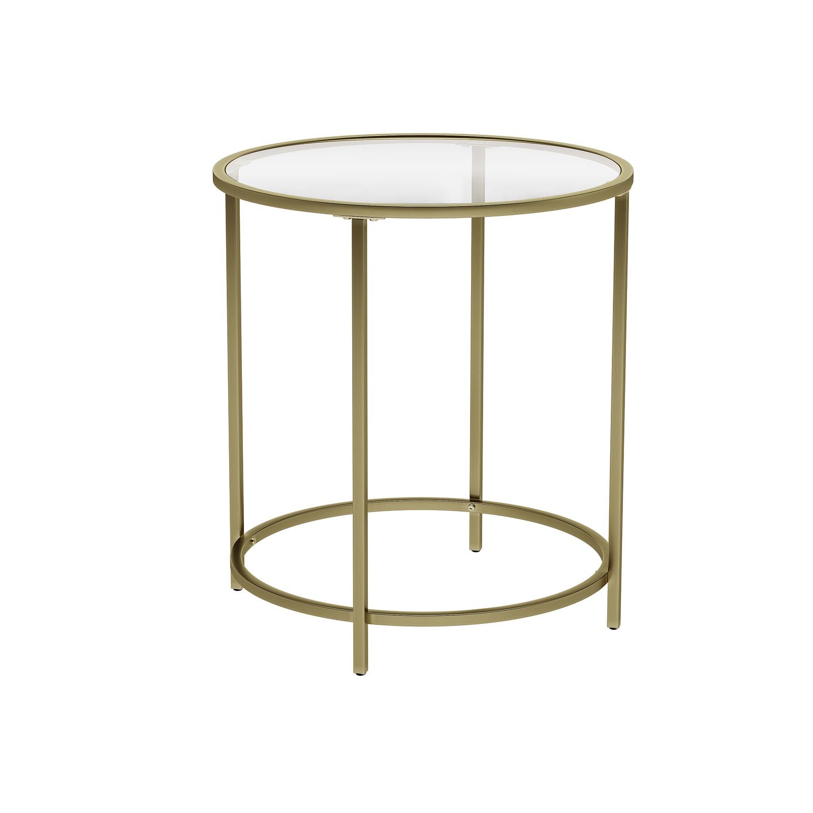 Round Side Table - Tempered Glass - Gold - Robust and Decorative