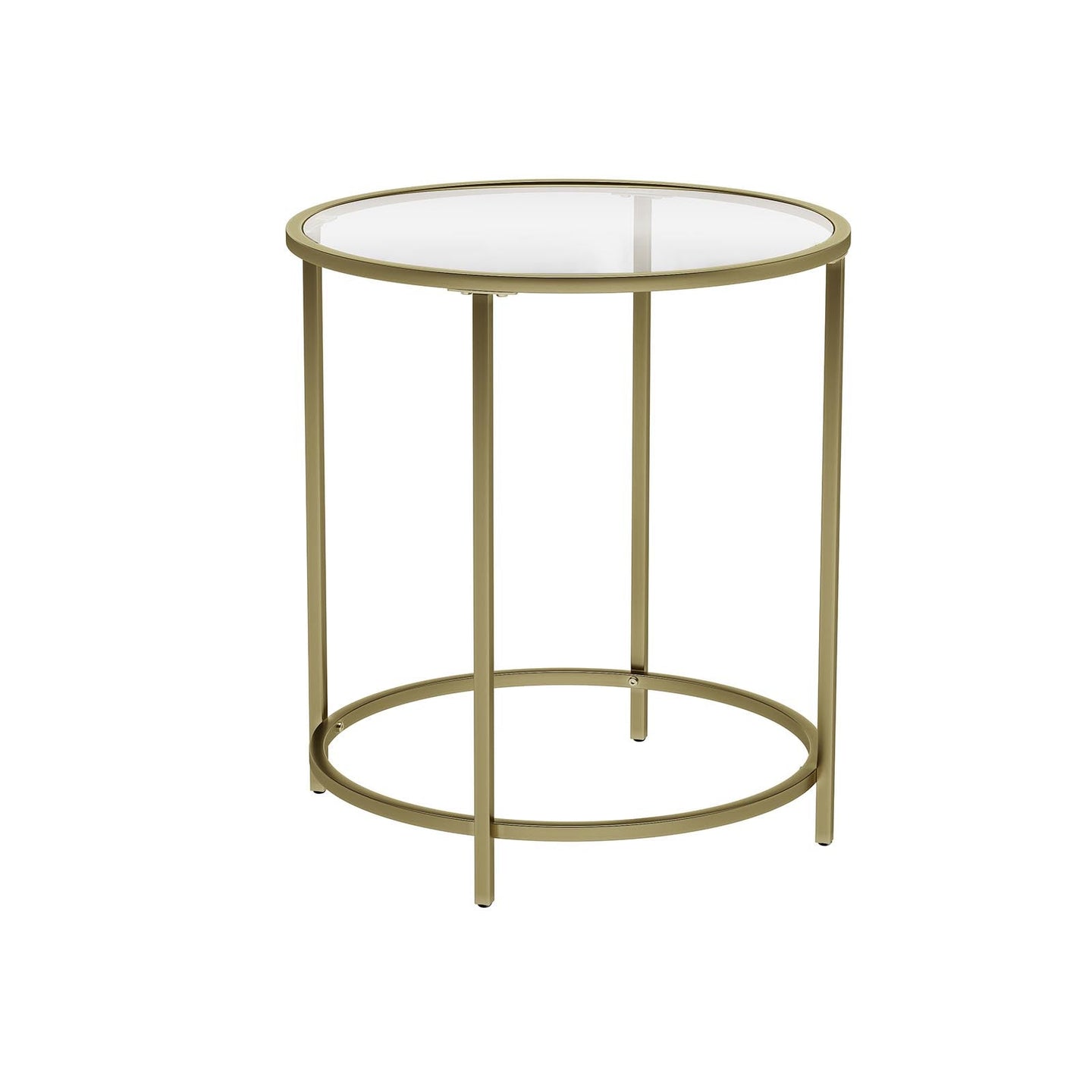 Round Side Table - Tempered Glass - Gold - Robust and Decorative