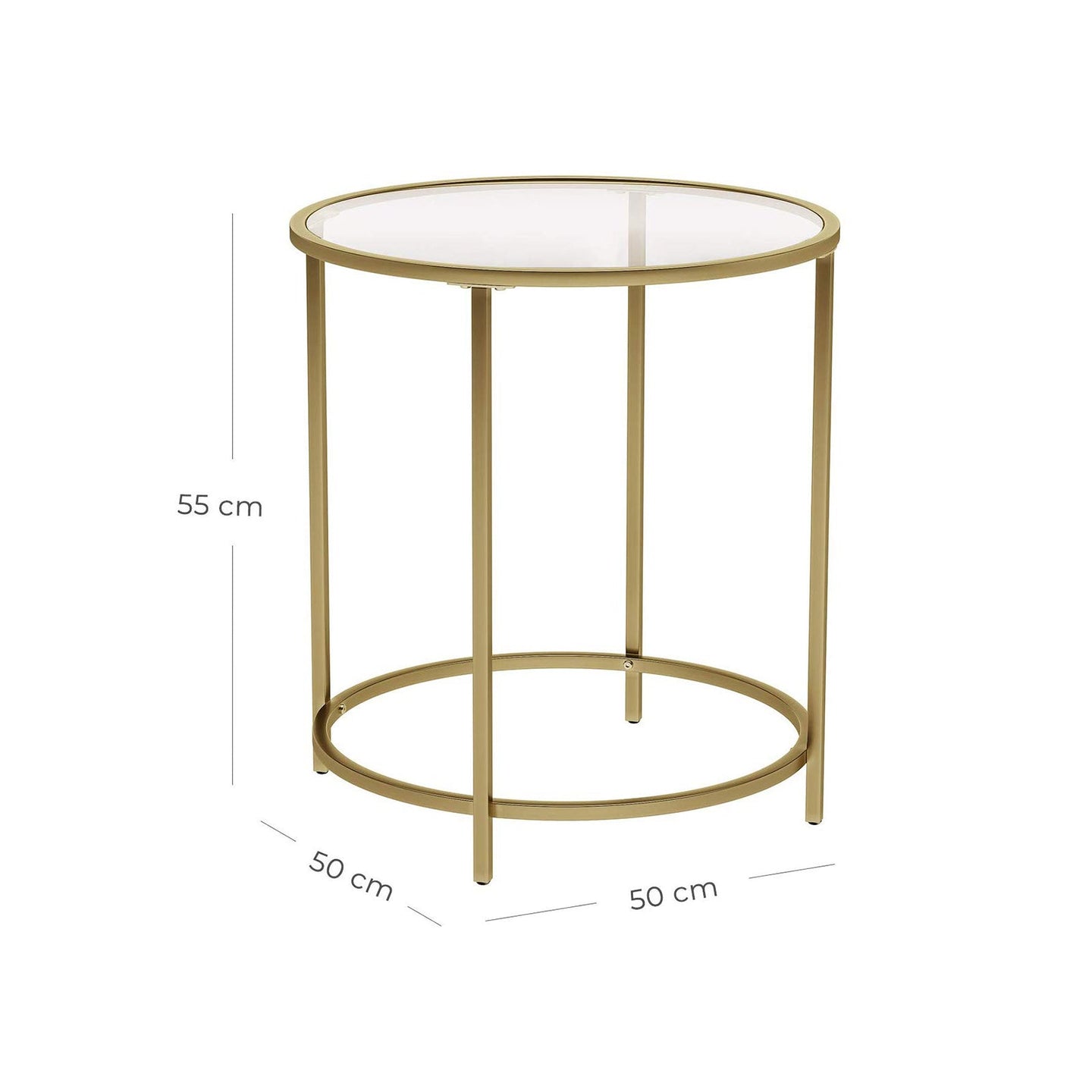 Round Side Table - Tempered Glass - Gold - Robust and Decorative