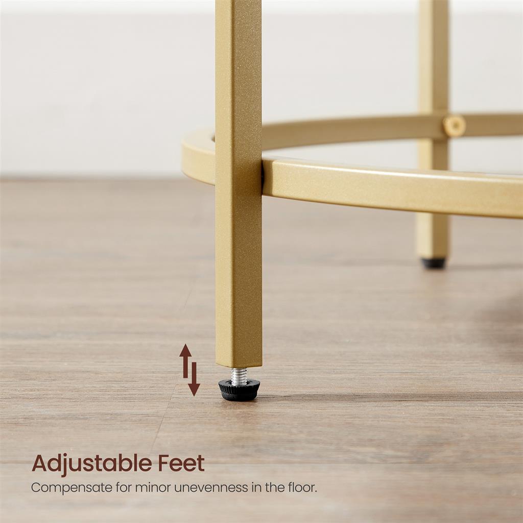 Round Side Table - Gold and White - Wooden Top