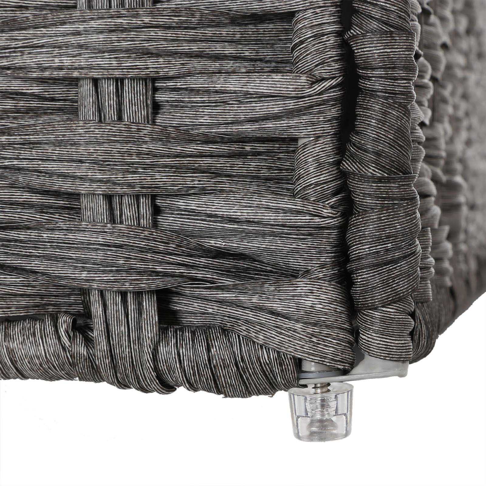 Handwoven Laundry Hamper - Synthetic Rattan - Gray - Divided Design with Lid and Handles
