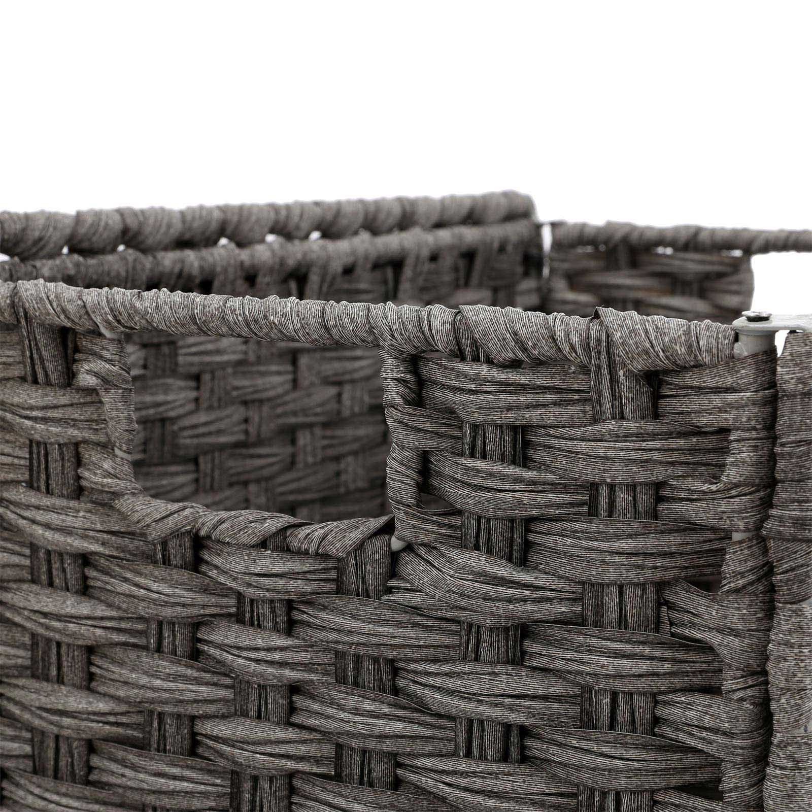 Laundry Basket - Synthetic Rattan - Gray - 90L Capacity with Lid and Removable Liner