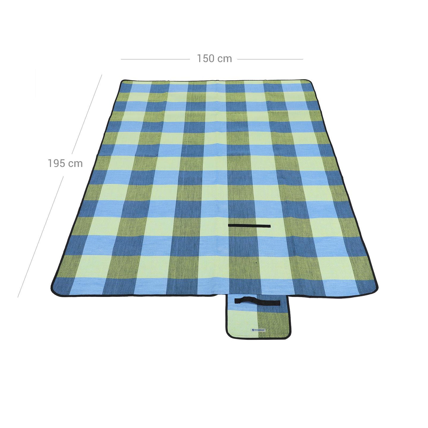 Picnic Blanket - Waterproof Fabric - Green Blue - With Carrying Handle