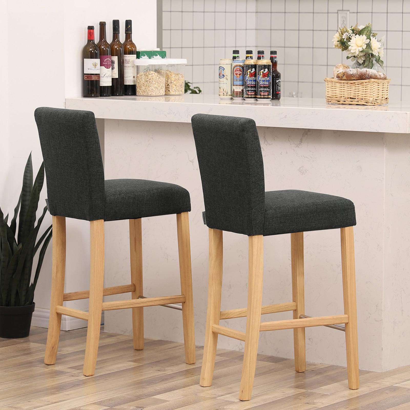 Bar Stool - Fabric - Grey - Perfect Height for Any Setting