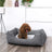 Plush Dog Bed - Soft Fabric - Grey - Round Shape with Removable Cover