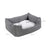 Plush Dog Bed - Soft Fabric - Grey - Round Shape with Removable Cover