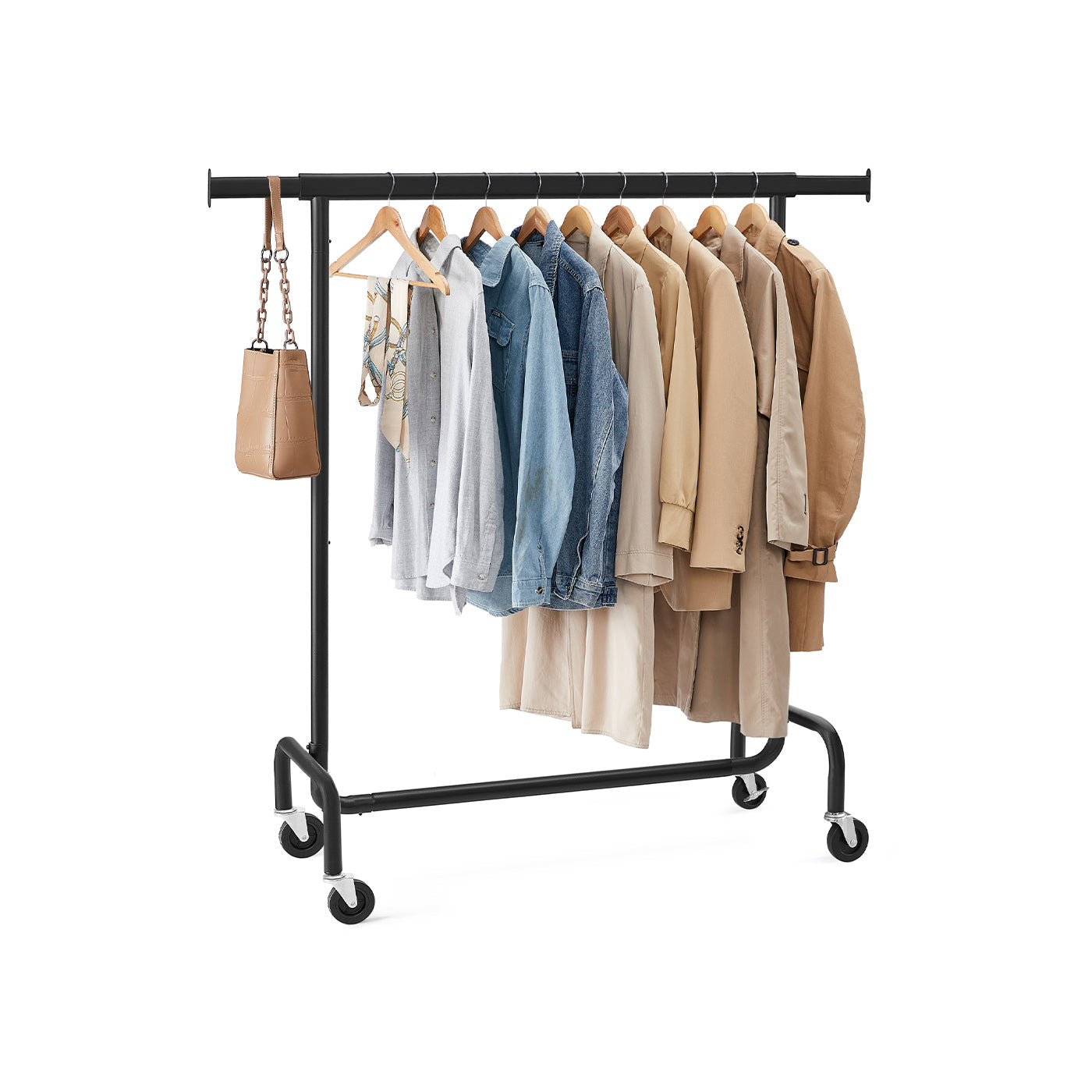 Heavy-Duty Clothes Rack - All-Metal - Matte Black - Extendable Hanging Rail