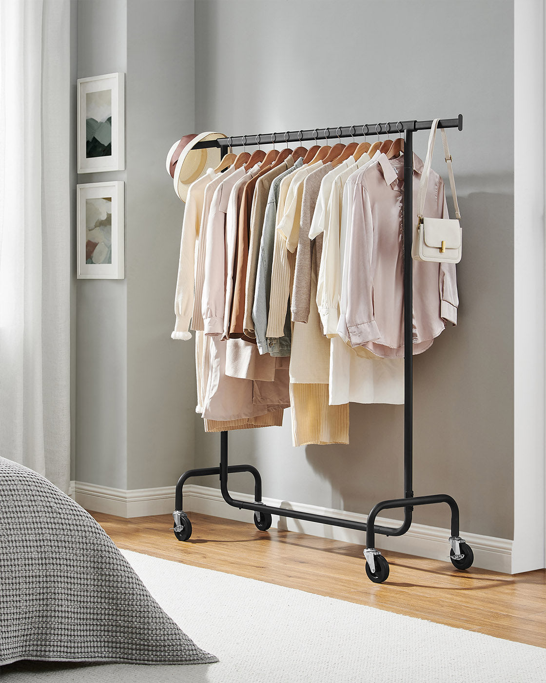 Heavy-Duty Clothes Rack - All-Metal - Matte Black - Extendable Hanging Rail