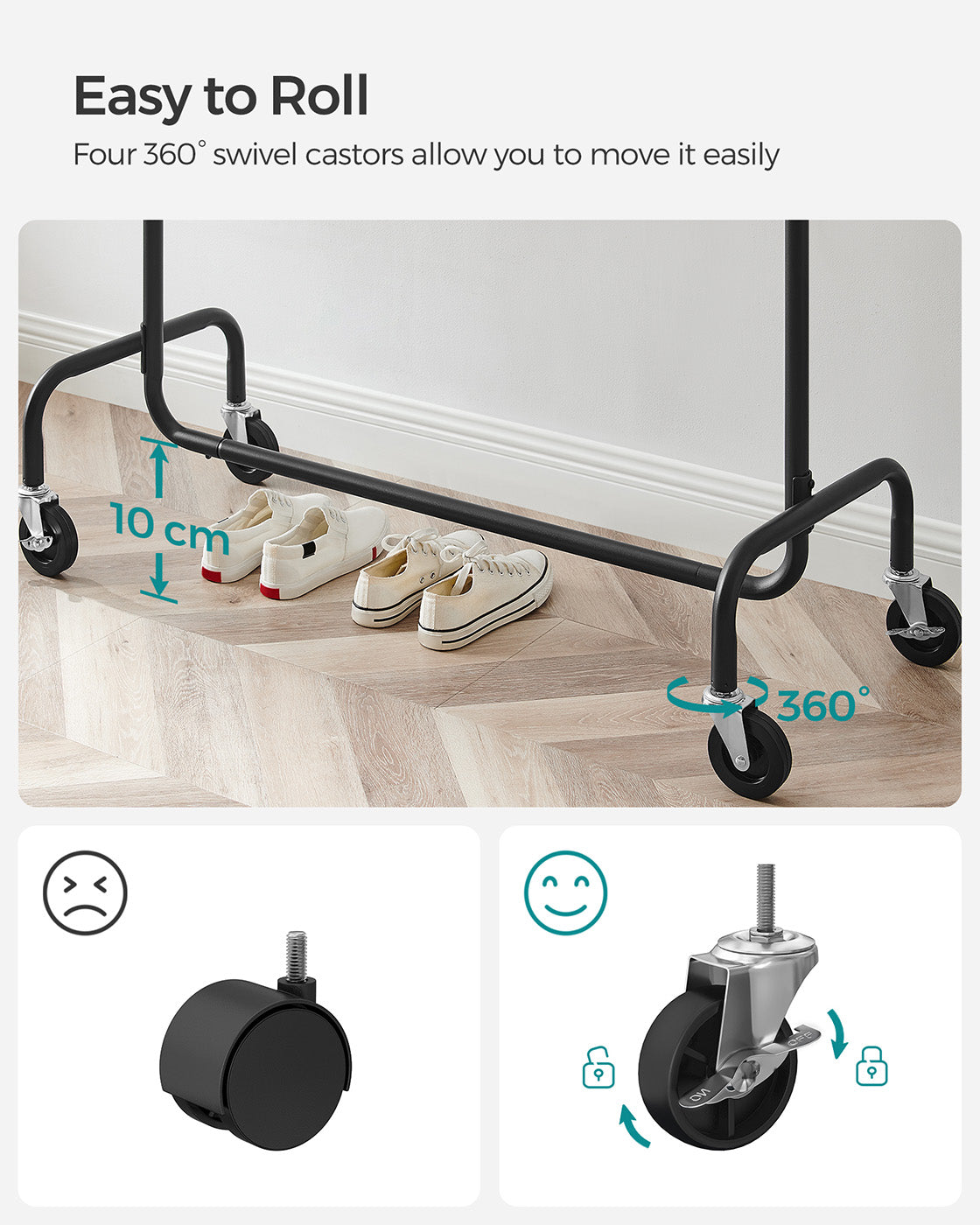 Heavy-Duty Clothes Rack - All-Metal - Matte Black - Extendable Hanging Rail