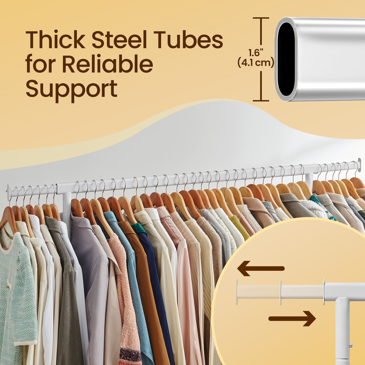 Heavy-Duty Clothes Rack - Metal - Matte Black - Extendable Rod