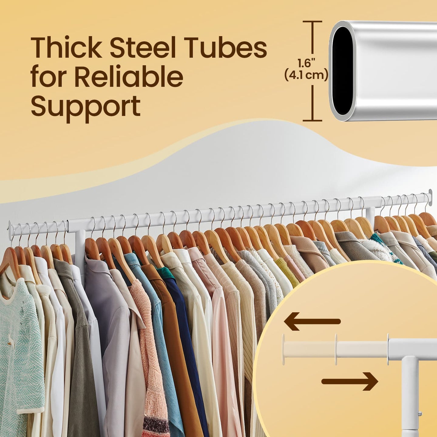 Heavy-Duty Clothes Rack - Metal - Matte Black - Extendable Rod