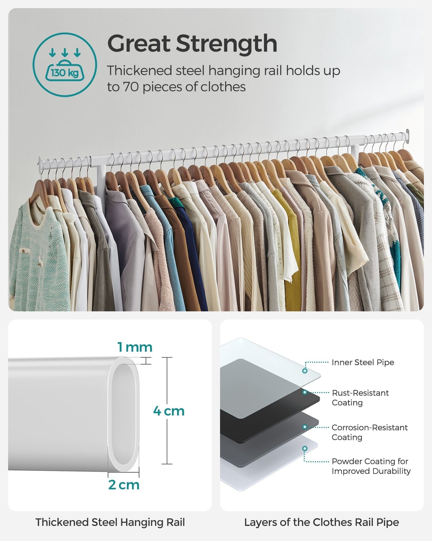 Clothes Rack - All-Metal - Matte White