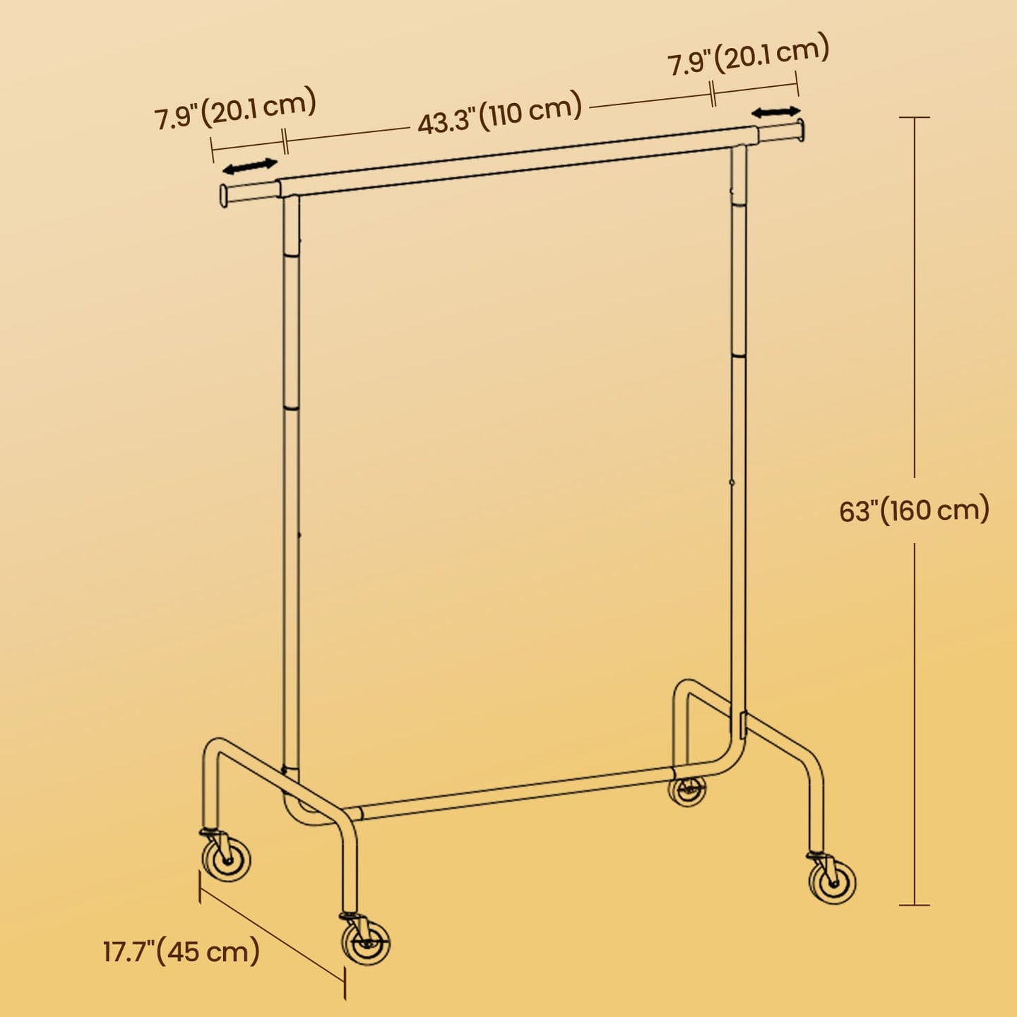 Heavy-Duty Clothes Rack - Metal - Matte Black - Extendable Rod