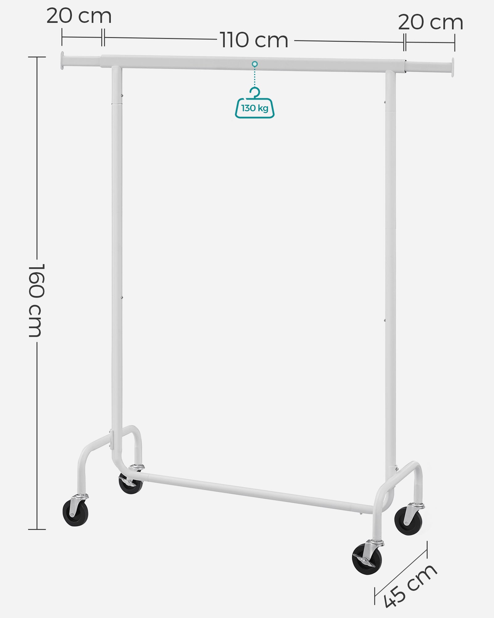 Clothes Rack - All-Metal - Matte White