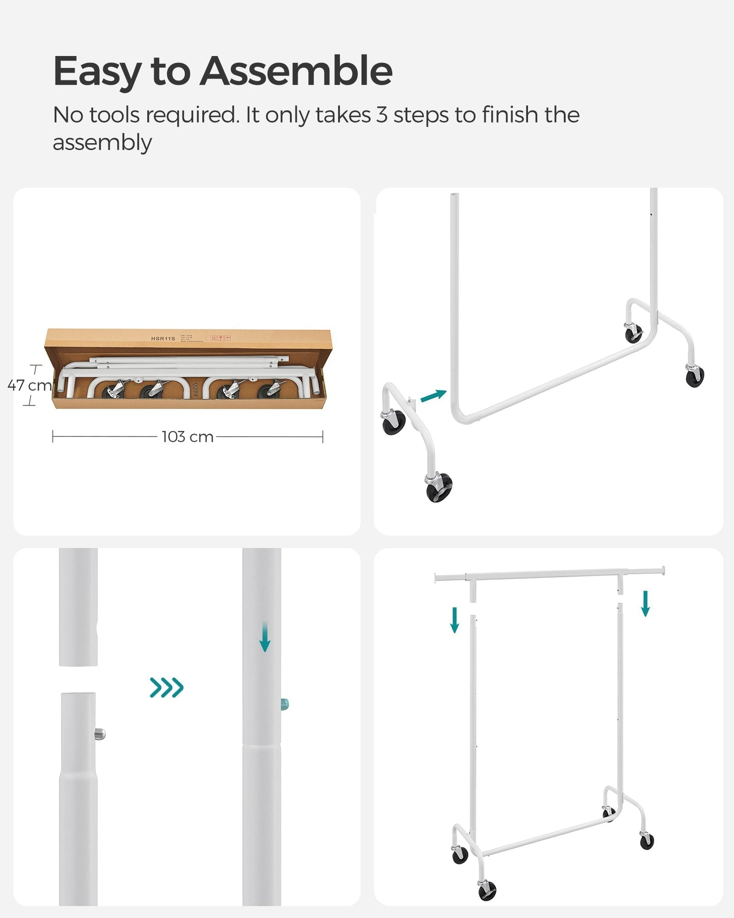Clothes Rack - All-Metal - Matte White