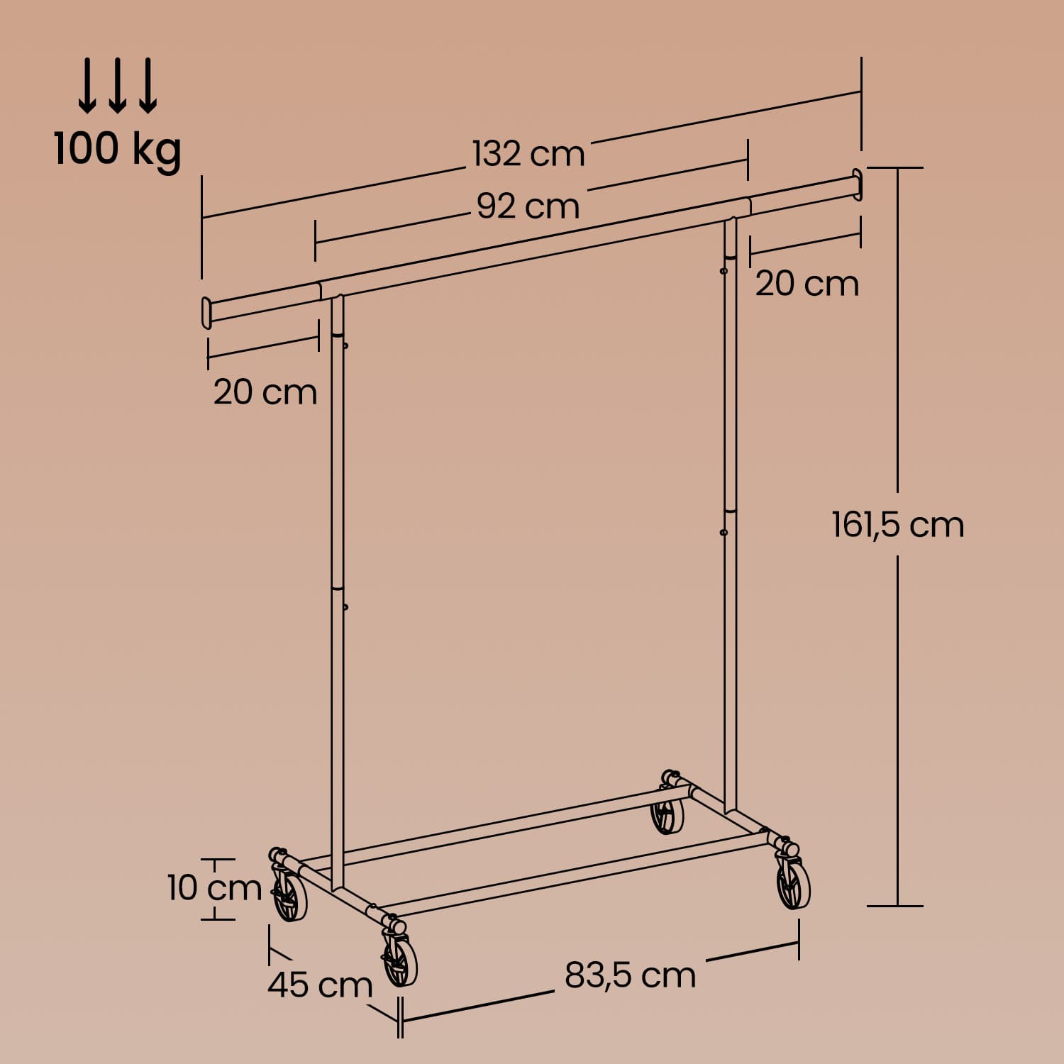 Clothes Rack - Metal - Silver - Extendable