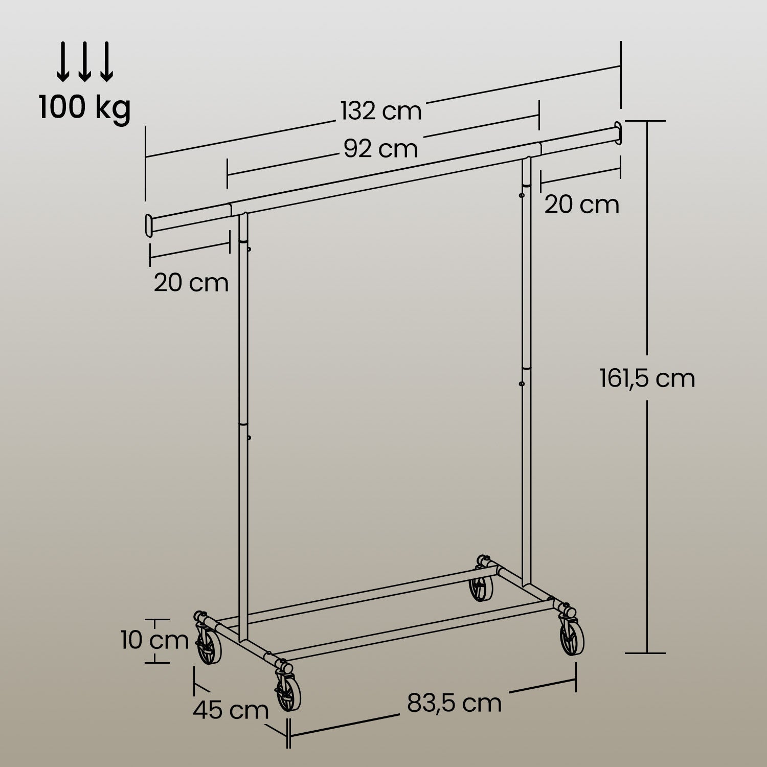 Garment Rail - Metal - Silver