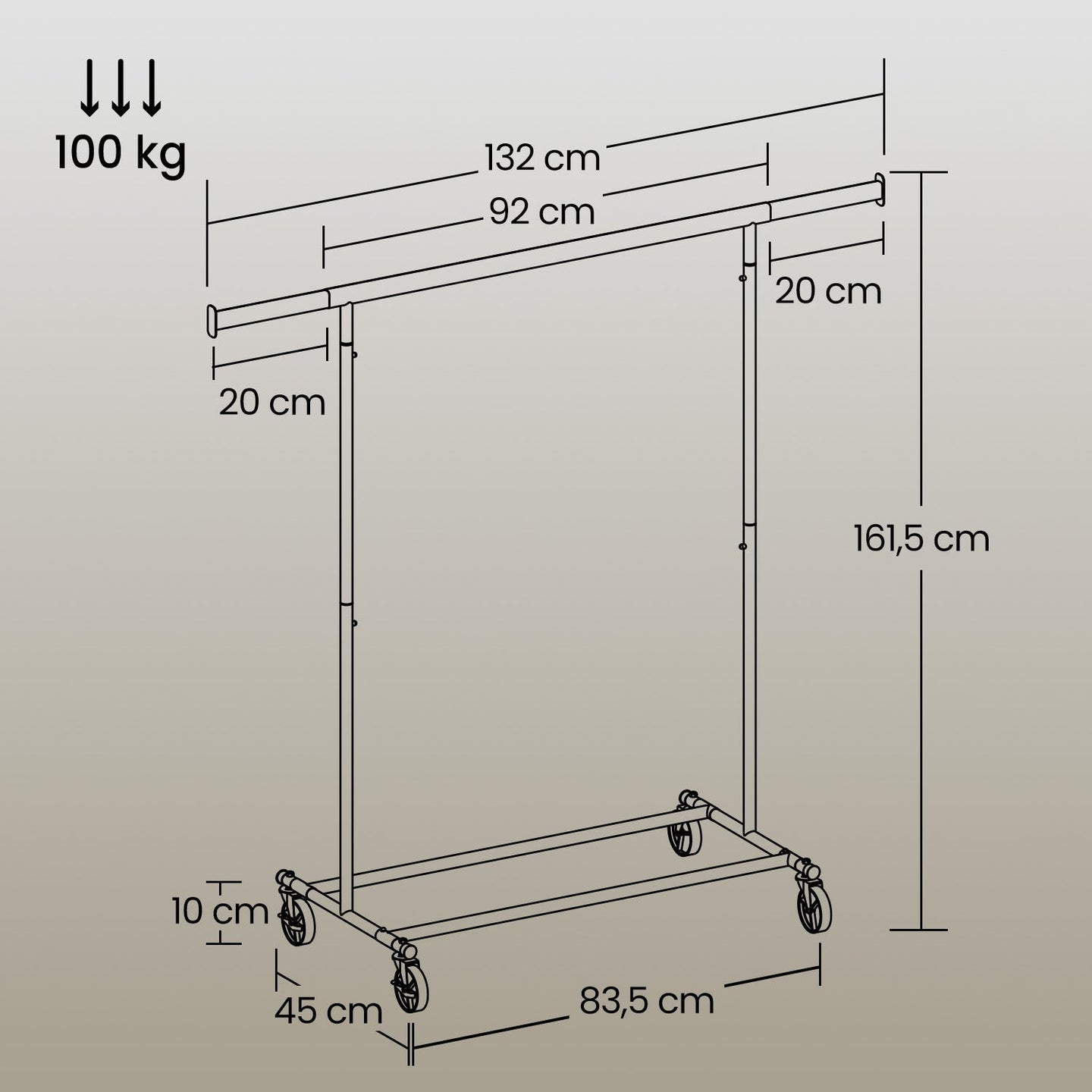 Garment Rail - Metal - Silver