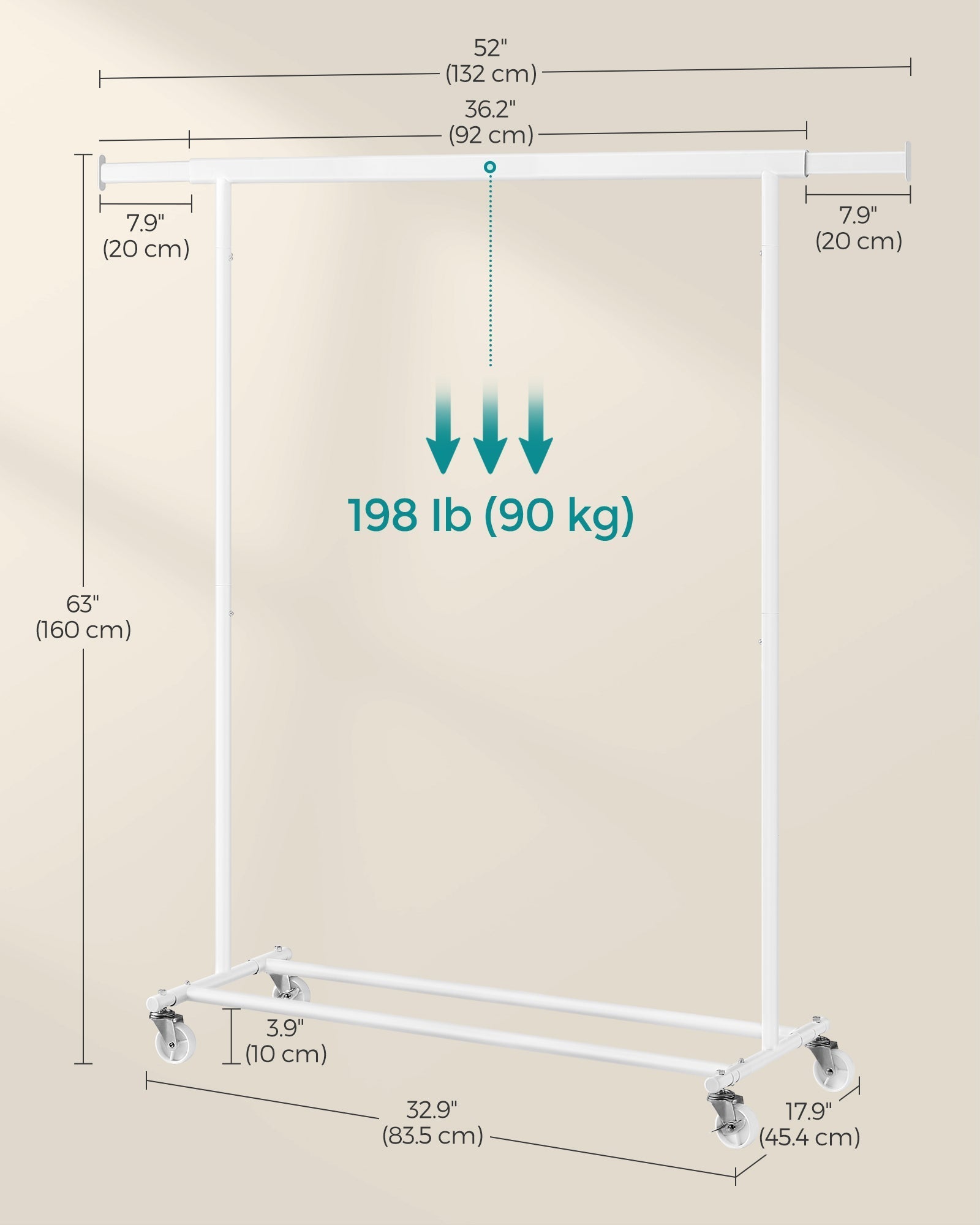 Heavy Duty Clothes Rack - Metal - Portable