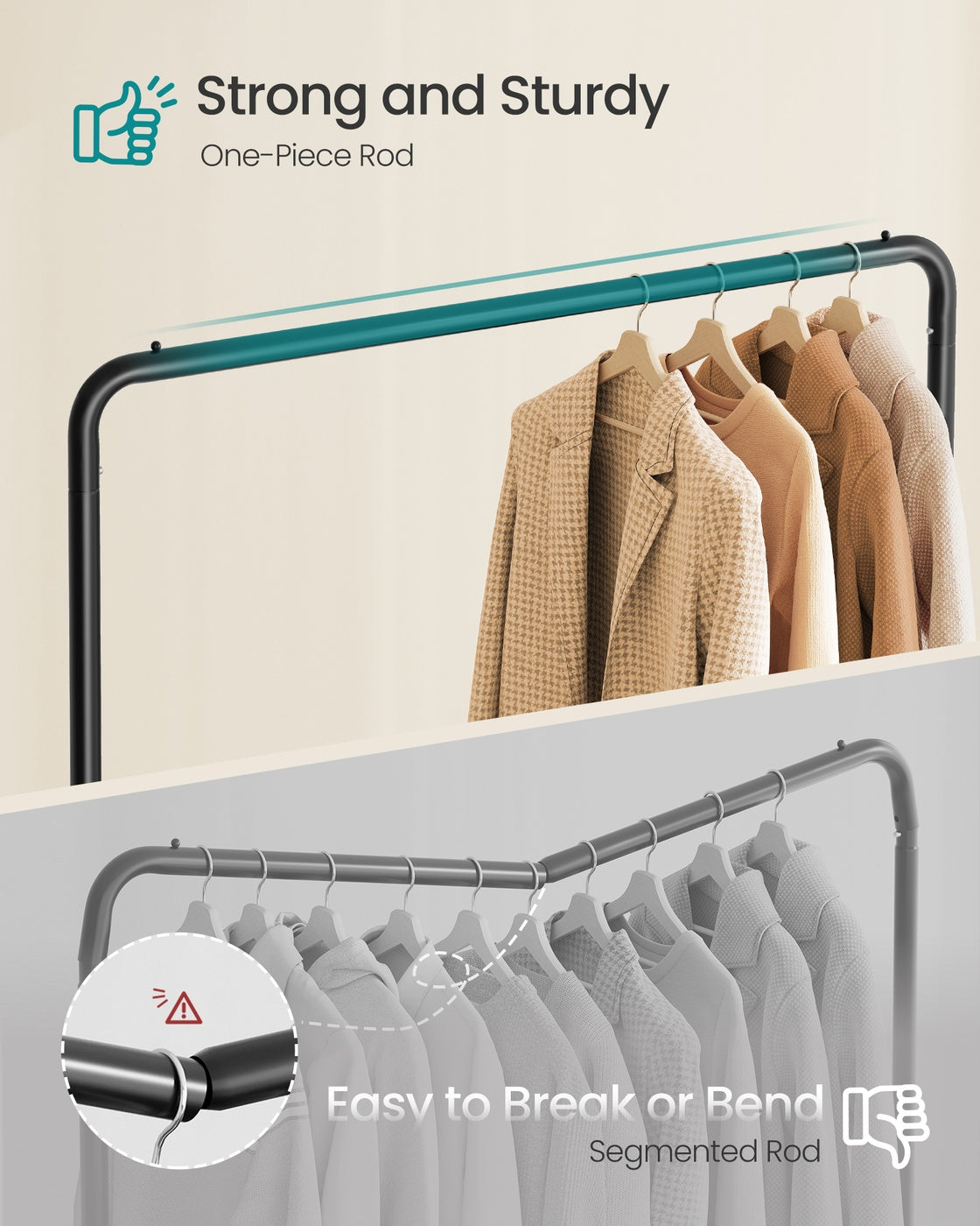 Clothes Rack - 90 kg - Steel - 2 Lockable Wheels