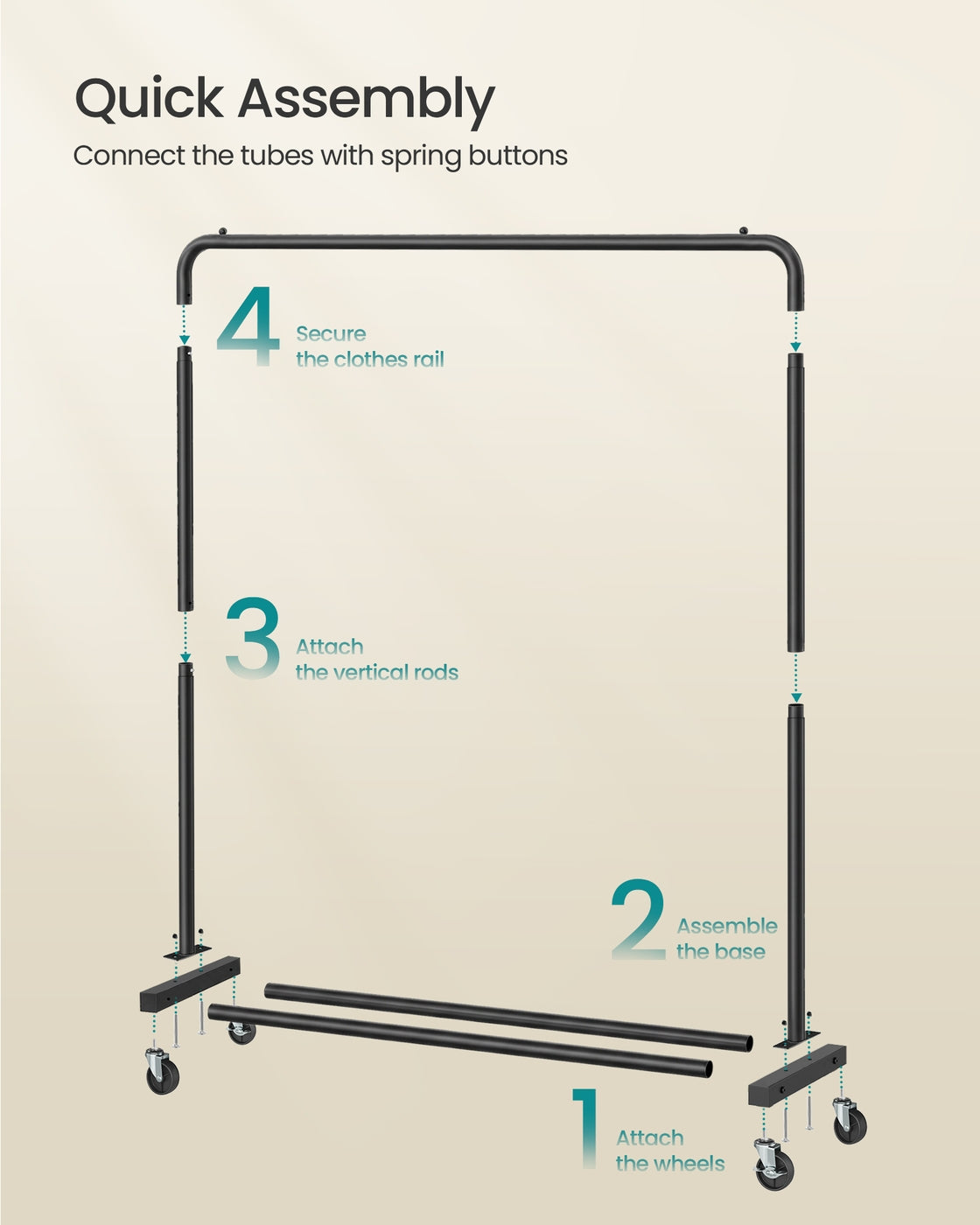 Clothes Rack - 90 kg - Steel - 2 Lockable Wheels