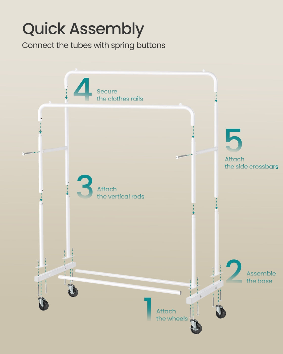 Clothes Rack - 90L - Steel - Double Rods