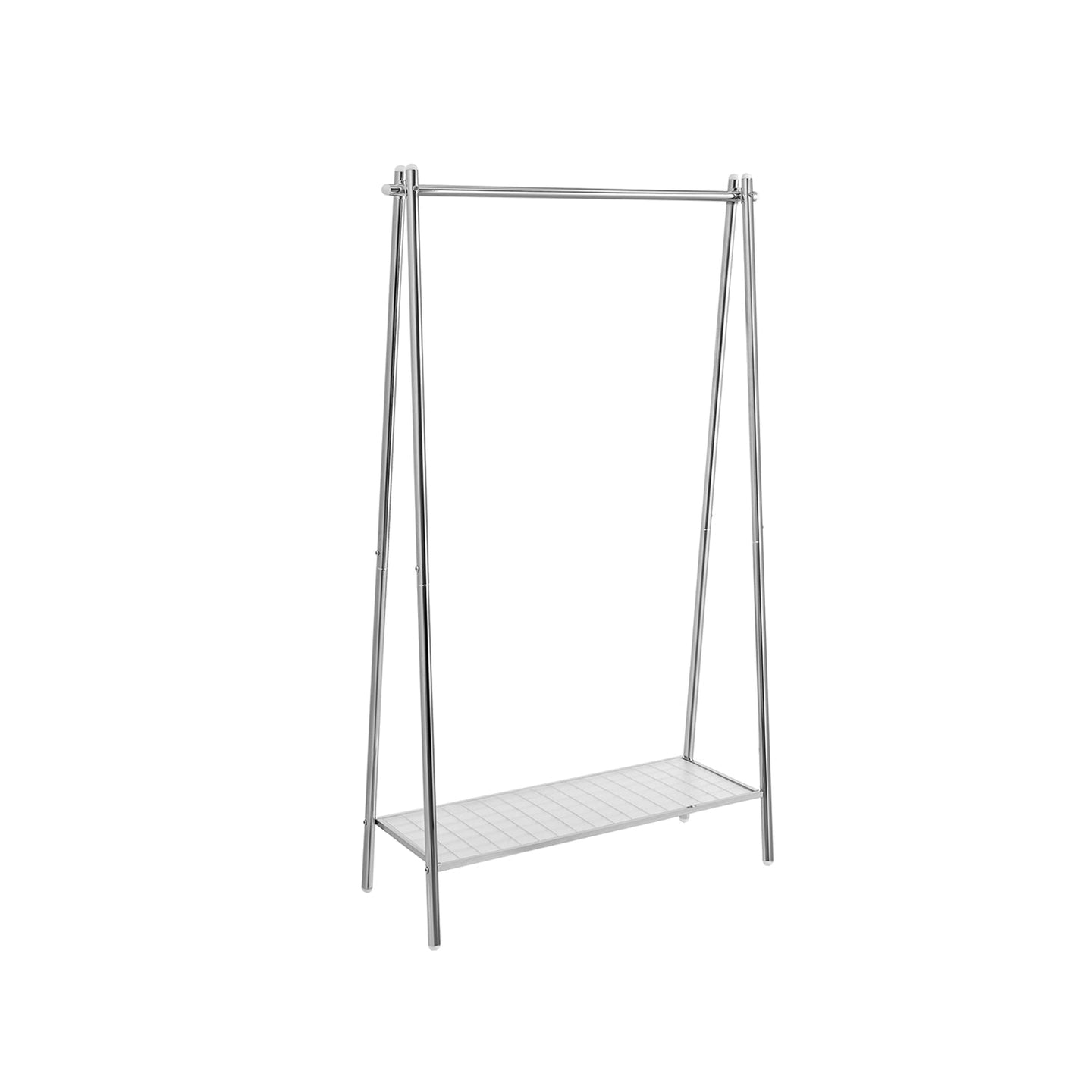 Clothes Rack - Steel - Silver - Includes Hanging Rail and Shelf