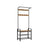 Coat Stand with Shoe Storage Bench - Steel - Rustic Walnut and Black - Free Standing with Removable Hooks