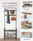 Coat Stand with Shoe Storage Bench - Steel - Rustic Walnut and Black - Free Standing with Removable Hooks