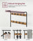 Coat Stand with Shoe Storage Bench - Steel - Rustic Walnut and Black - Free Standing with Removable Hooks