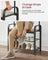 Coat Stand with Shoe Storage Bench - Steel - Rustic Walnut and Black - Free Standing with Removable Hooks
