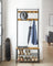 Coat Rack - Wood - Walnut Brown and Black - Multi-functional with Shelves and Seating