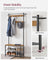 Coat Rack Stand - Wood - Rustic Walnut and Black - With Shoe Storage Bench
