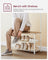 Coat Stand - Wood - Natural - With Shoe Storage Bench