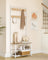Coat Stand - Wood - Natural - With Shoe Storage Bench