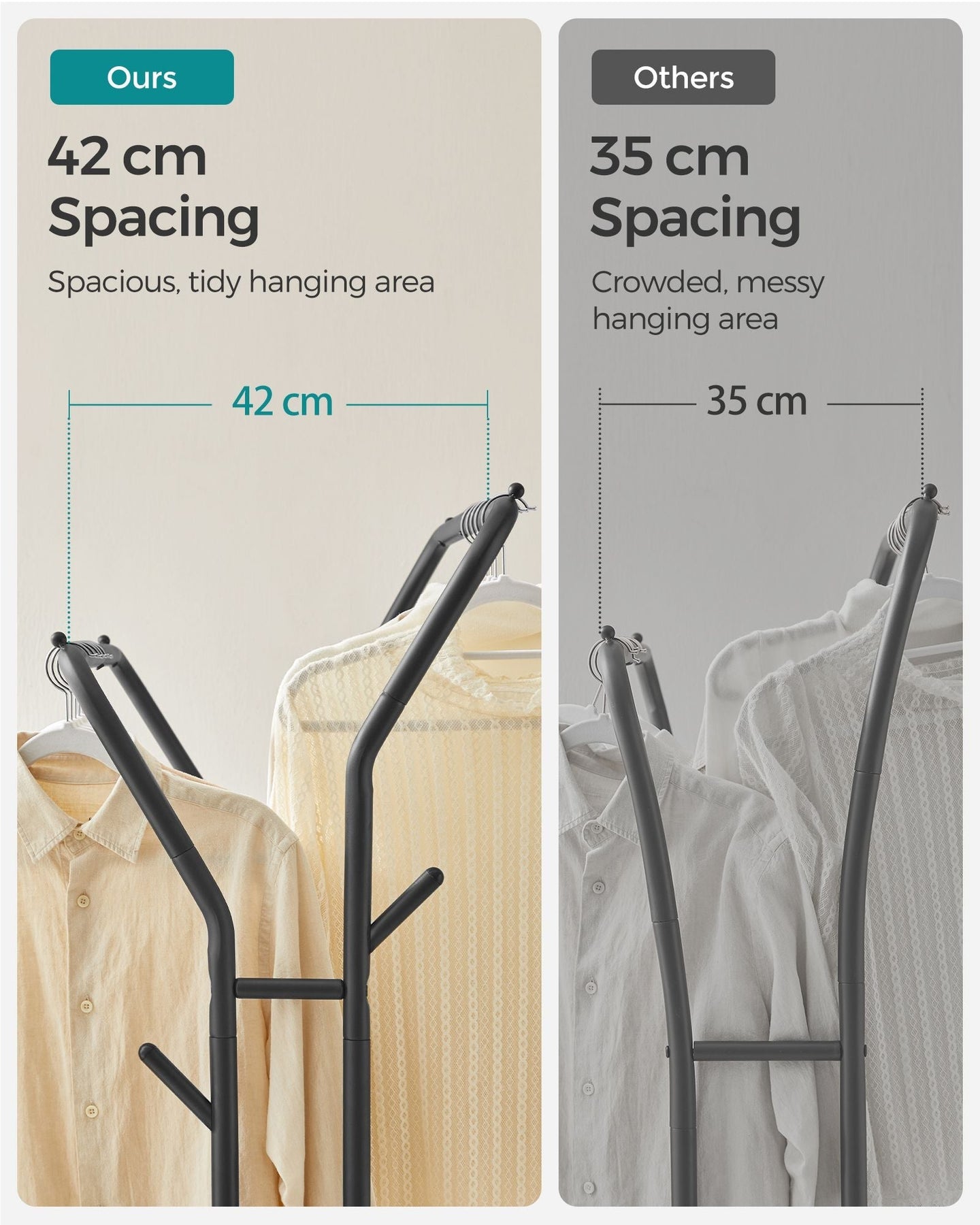 Double-Rail Clothes Rack - Heavy-Duty Metal - Black - Mobile with Shelf