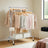 Clothing Rack - Metal - Black - Double-Rod with Wheels and Shelf