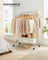 Double-Rod Clothes Rail - Metal - Silver - Mobile with Shelf