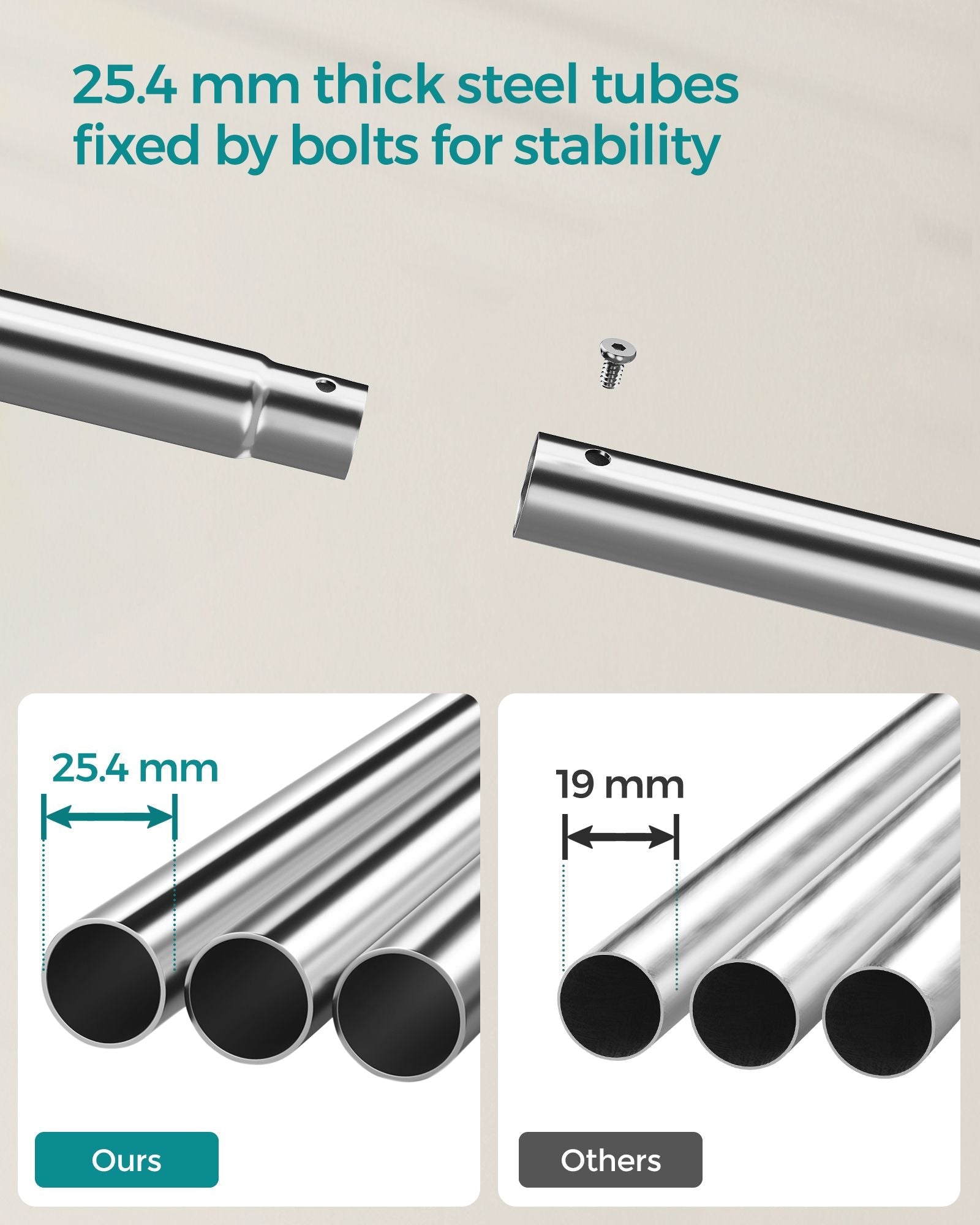 Double-Rod Clothes Rail - Metal - Silver - Mobile with Shelf