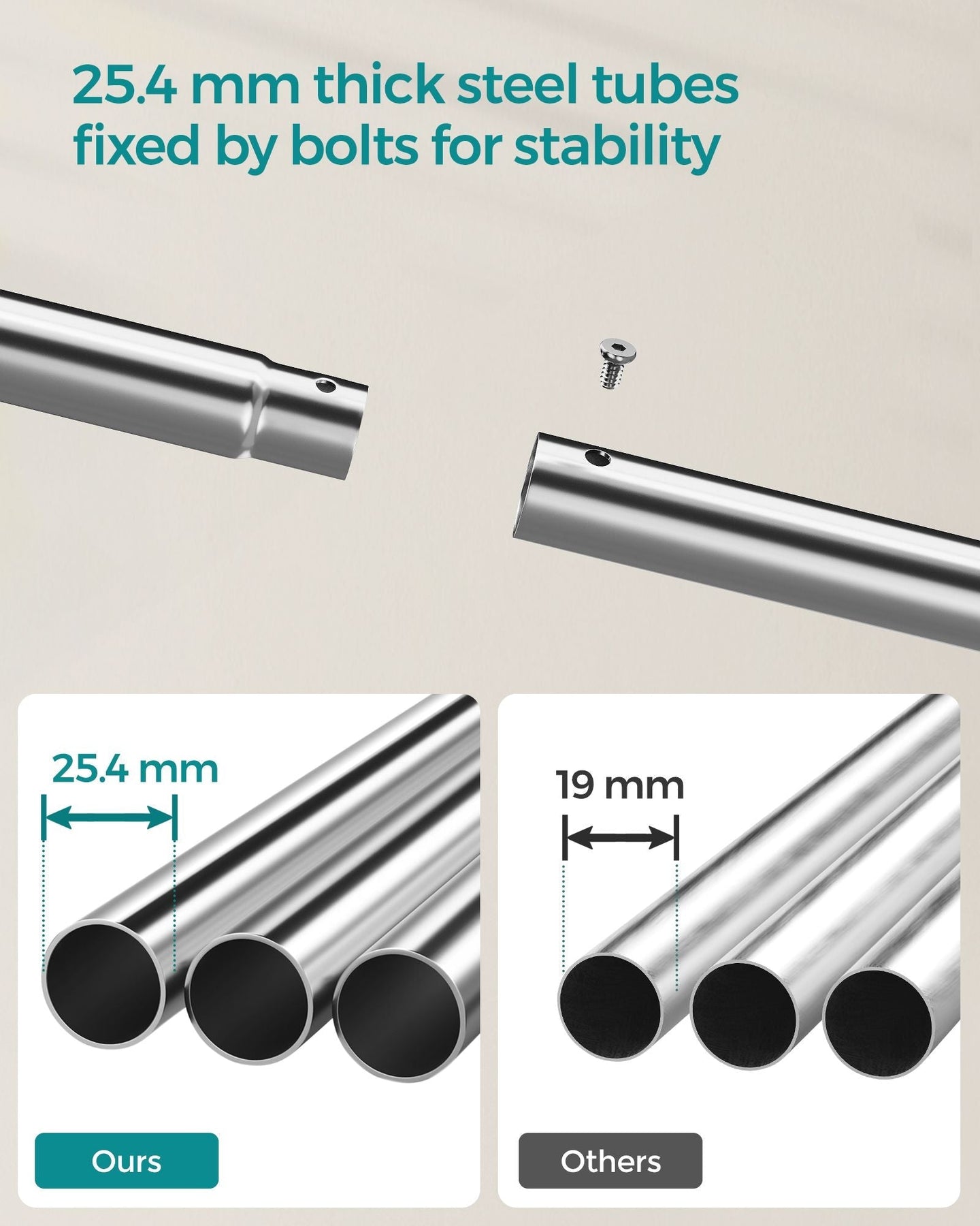 Double-Rod Clothes Rail - Metal - Silver - Mobile with Shelf