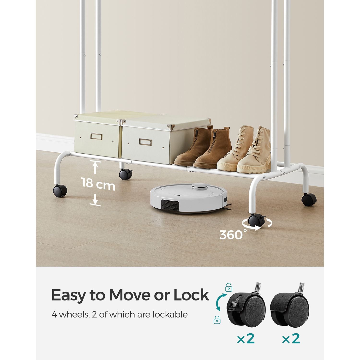 Clothes Rack - Metal - White - 103.5 cm Wide