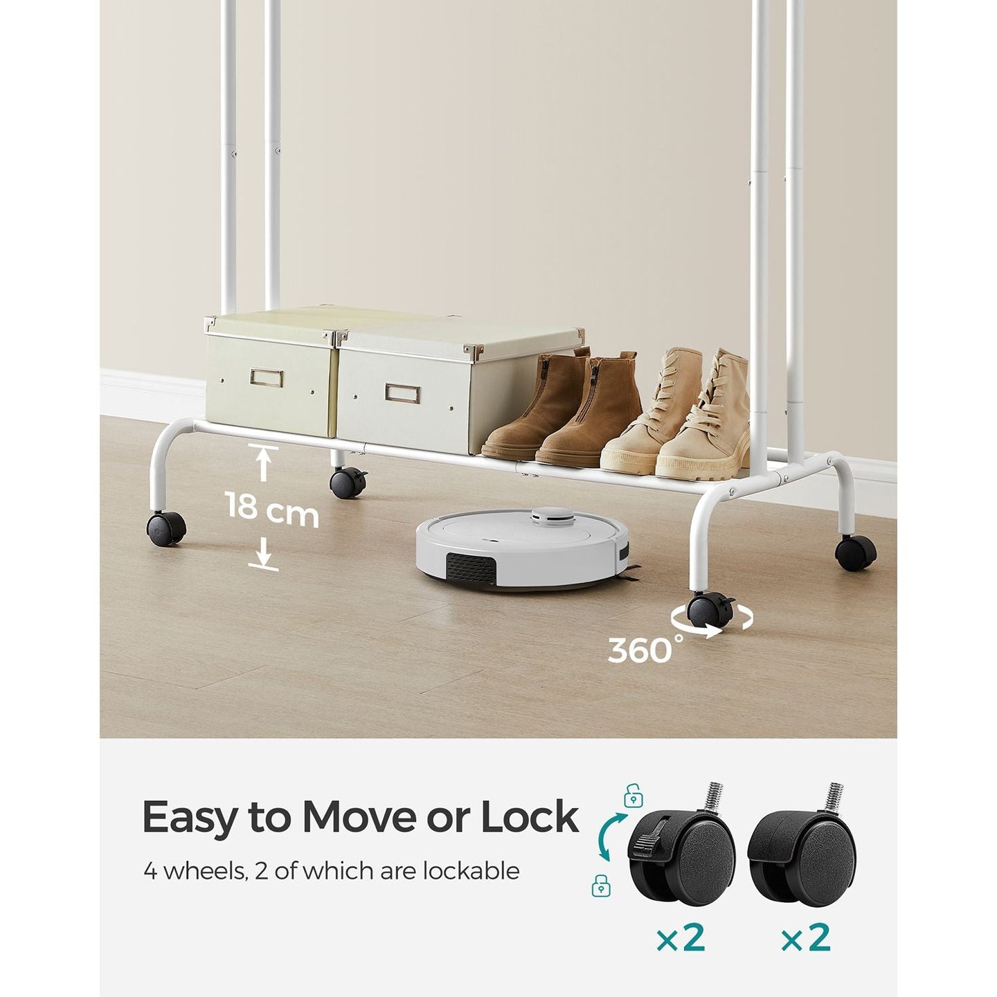 Clothes Rack - Metal - White - 103.5 cm Wide