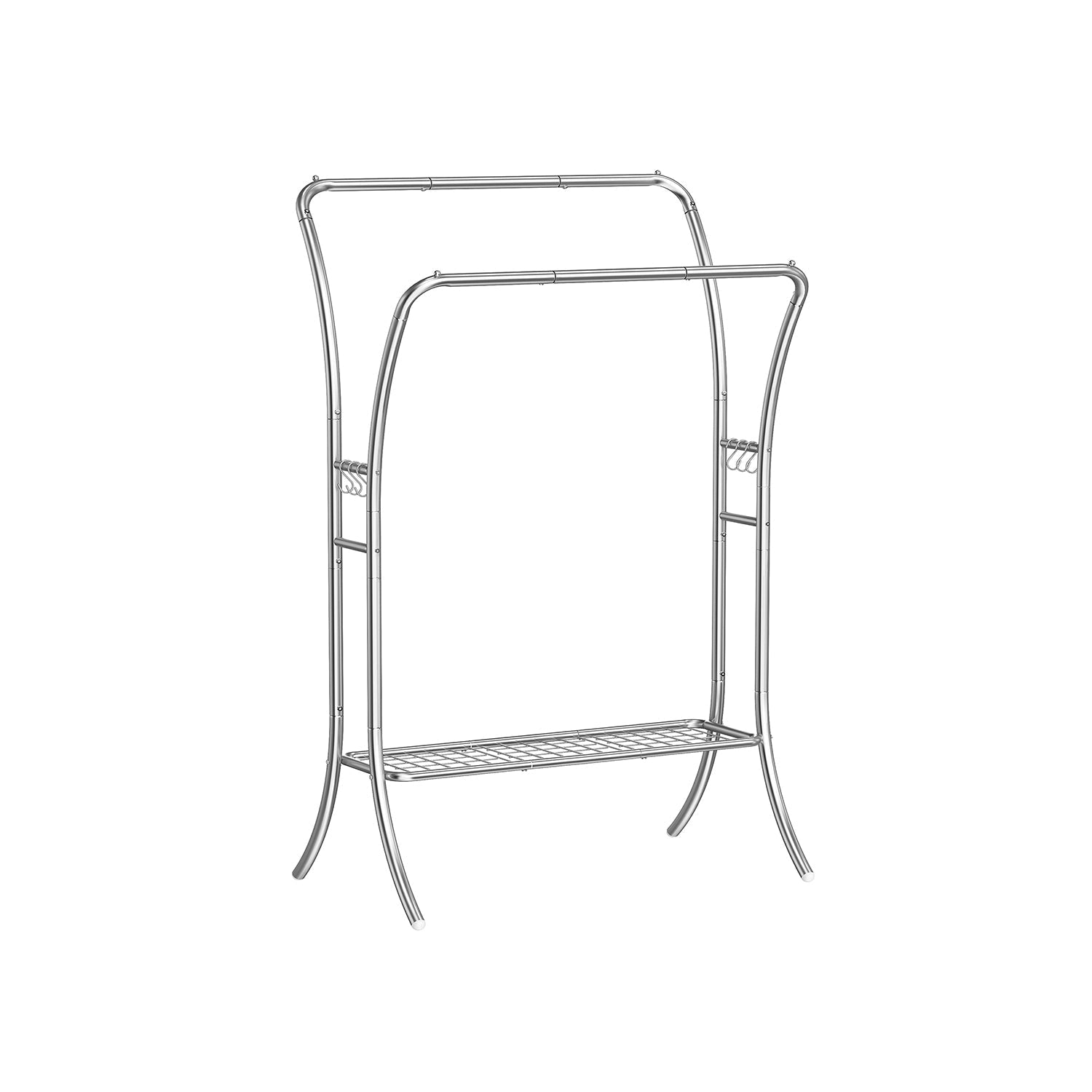 Double-Rod Clothes Rack - Metal - Metallic Silver