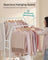 Heavy-Duty Double-Rod Clothes Rail - Metal - Cloud White - Portable with Storage Shelf and 6 Hooks