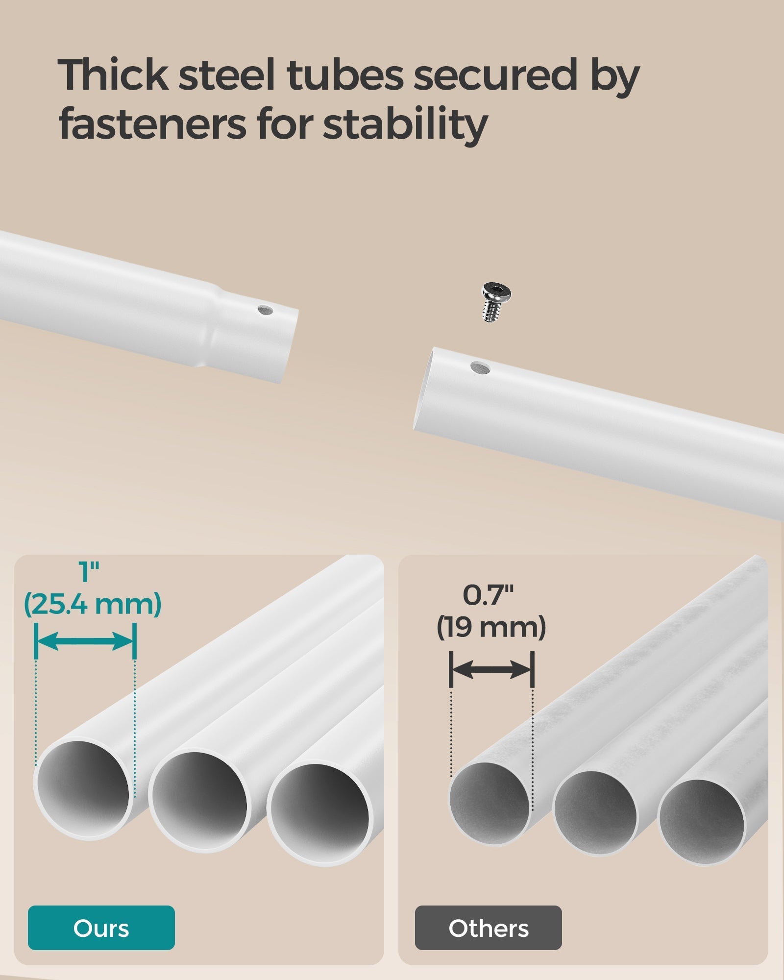 Heavy-Duty Double-Rod Clothes Rail - Metal - Cloud White - Portable with Storage Shelf and 6 Hooks
