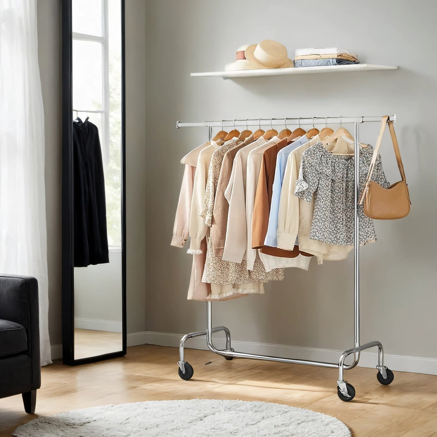 Heavy-Duty Clothes Rack - Metal - Chrome