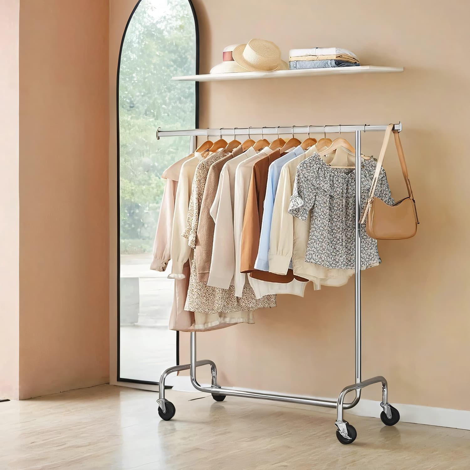 Heavy-Duty Clothes Rack - Metal - Chrome