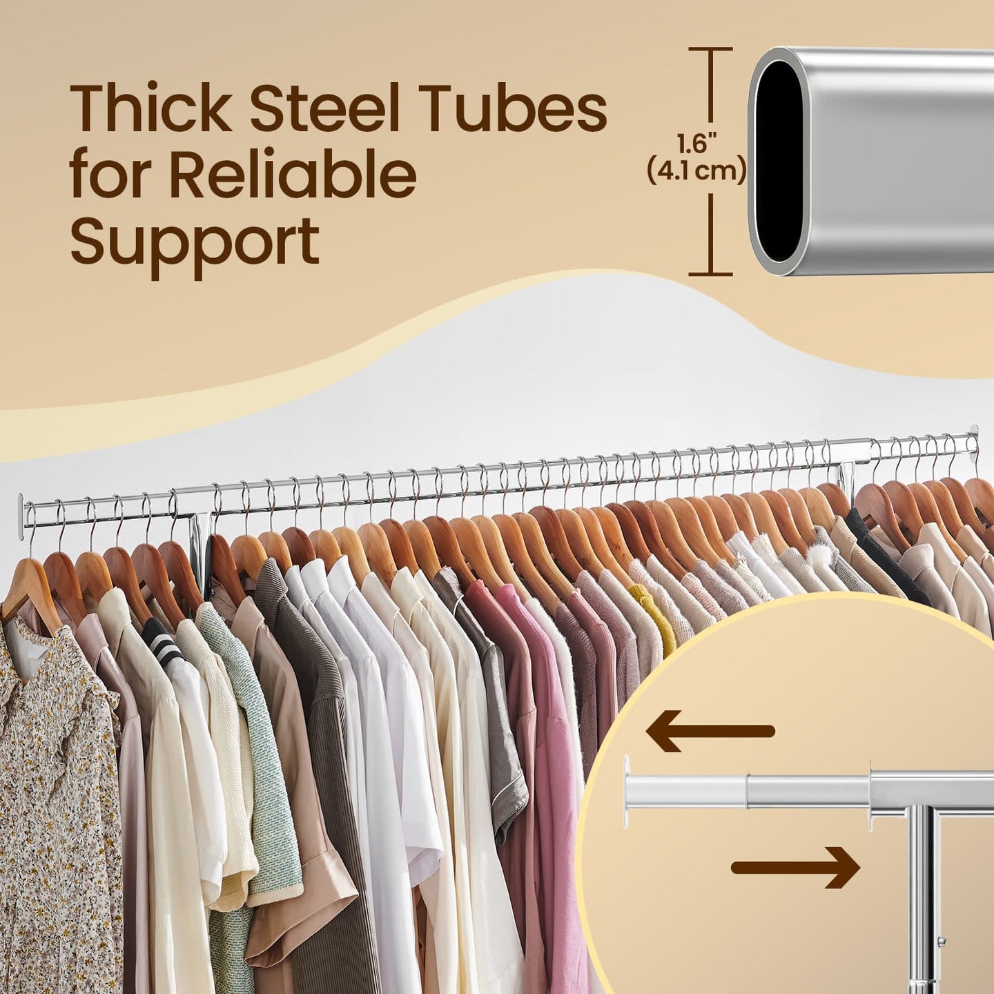 Heavy-Duty Clothes Rack - Metal - Chrome