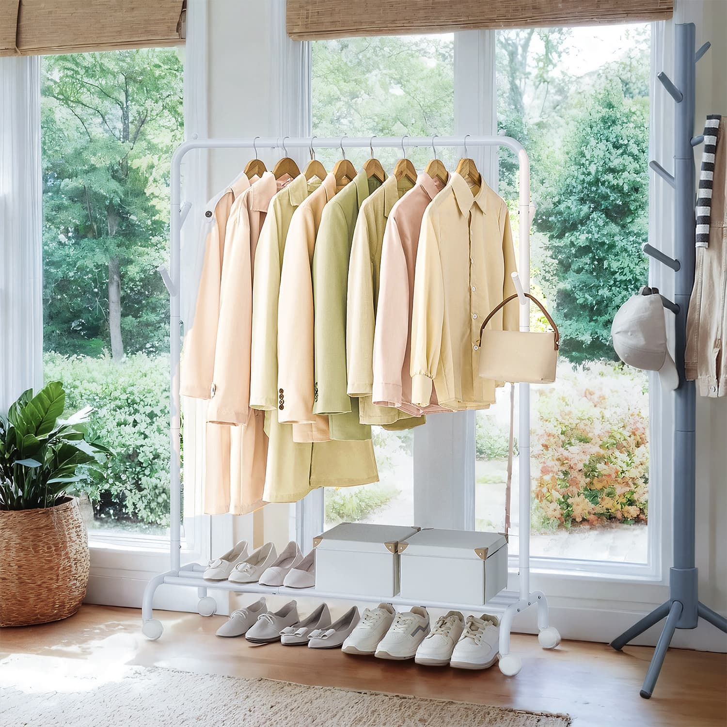 Clothes Rack - Metal - Silver - 100 kg Load Capacity